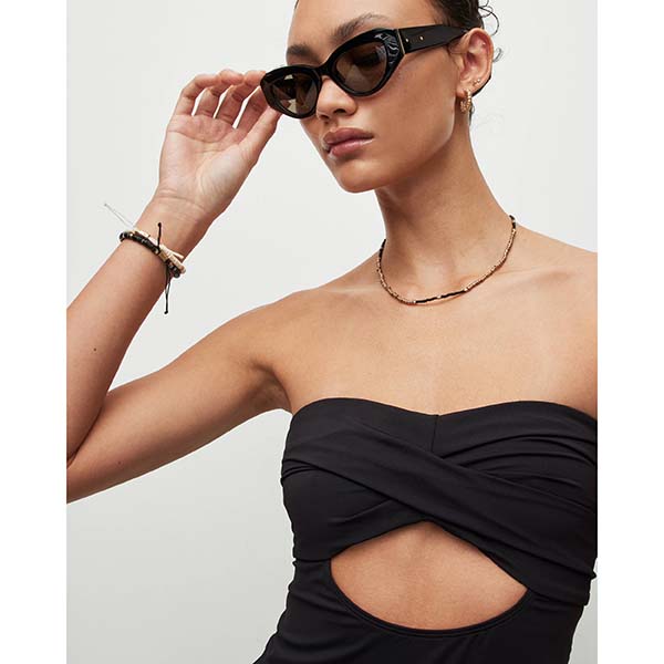 Allsaints Australia Womens Tatum Cut-Out Strapless Swimsuit Black AU15-437